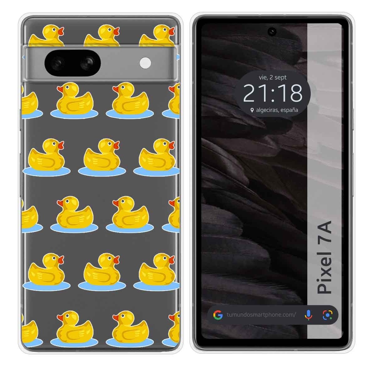 Funda Silicona Transparente para Google Pixel 7a 5G diseño Pato Dibujos