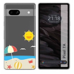 Funda Silicona Transparente para Google Pixel 7a 5G diseño Playa Dibujos