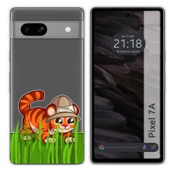 Funda Silicona Transparente para Google Pixel 7a 5G diseño Tigre Dibujos