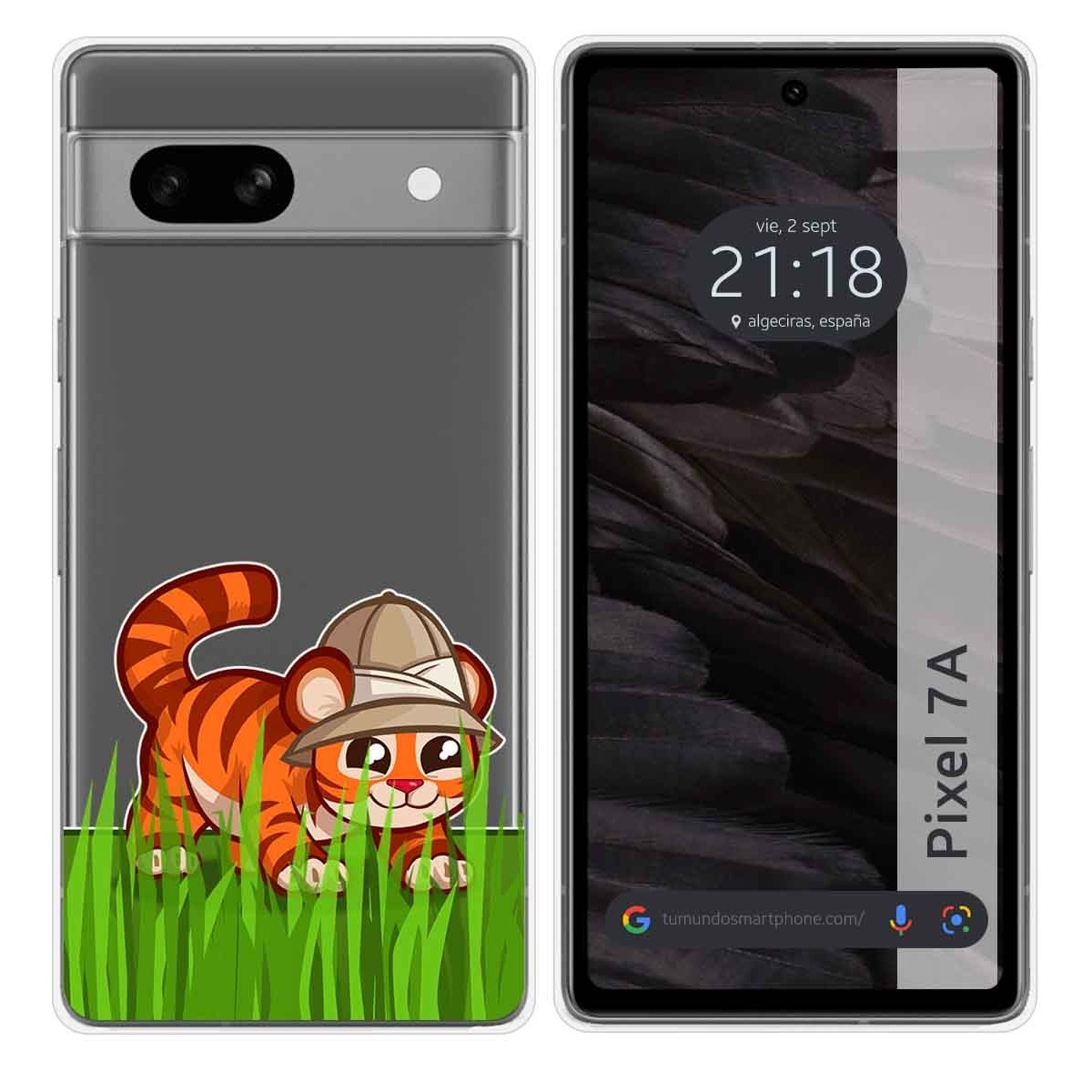 Funda Silicona Transparente para Google Pixel 7a 5G diseño Tigre Dibujos