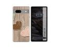 Funda Silicona para Google Pixel 7a 5G diseño Corazones Madera Dibujos
