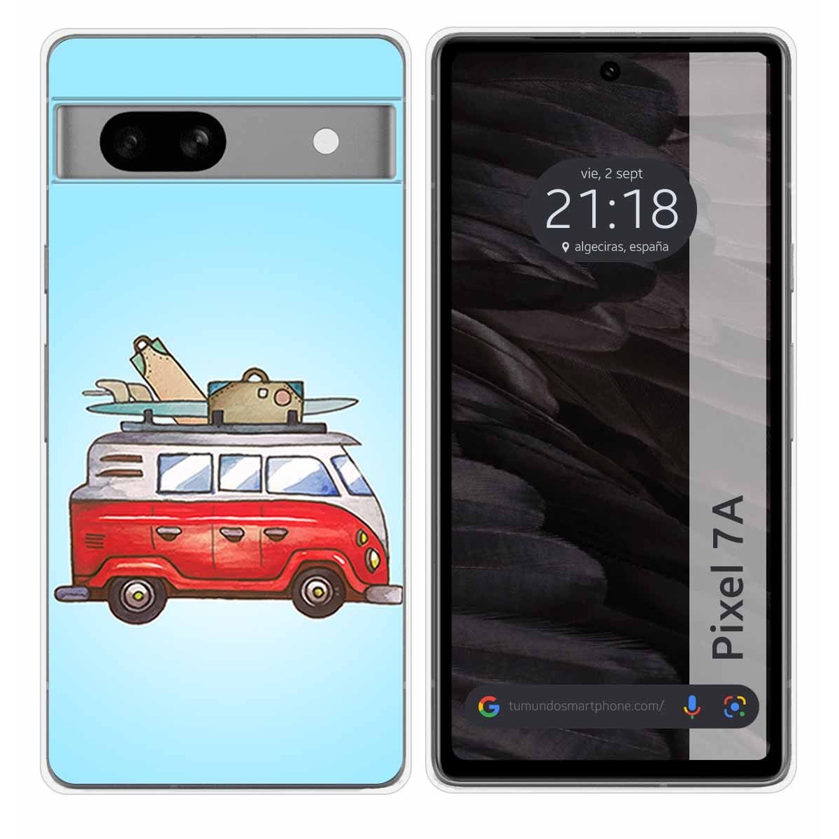 Funda Silicona para Google Pixel 7a 5G diseño Furgoneta Dibujos