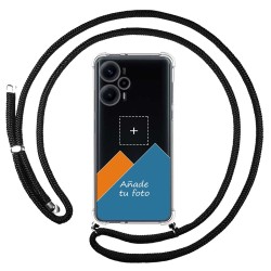 Personaliza tu Funda Colgante Transparente para Xiaomi Poco F5 5G con Cordon Negro Dibujo Personalizada