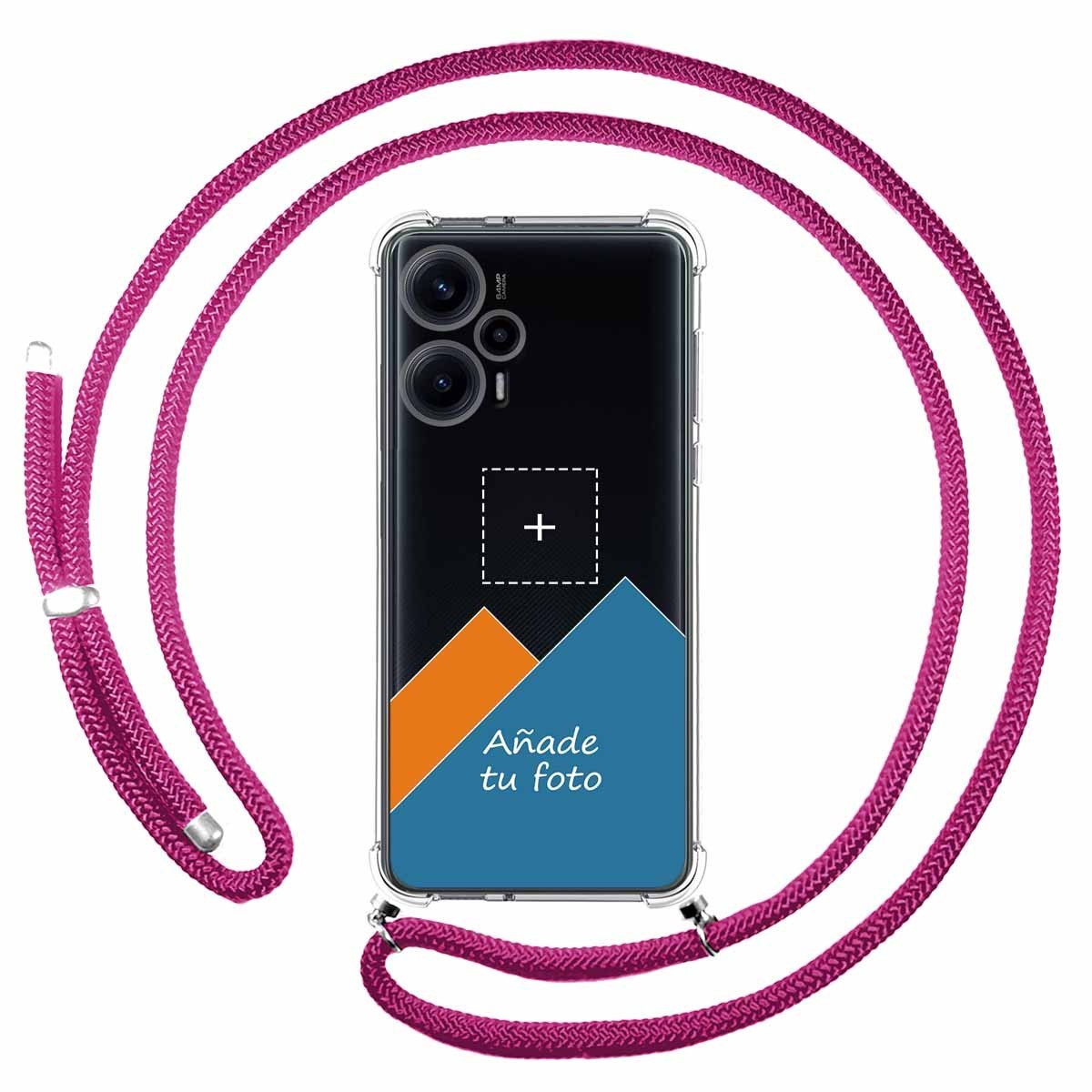 Personaliza tu Funda Colgante Transparente para Xiaomi Poco F5 5G con Cordon Rosa Fucsia Dibujo Personalizada