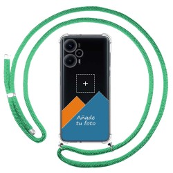 Personaliza tu Funda Colgante Transparente para Xiaomi Poco F5 5G con Cordon Verde Agua Dibujo Personalizada