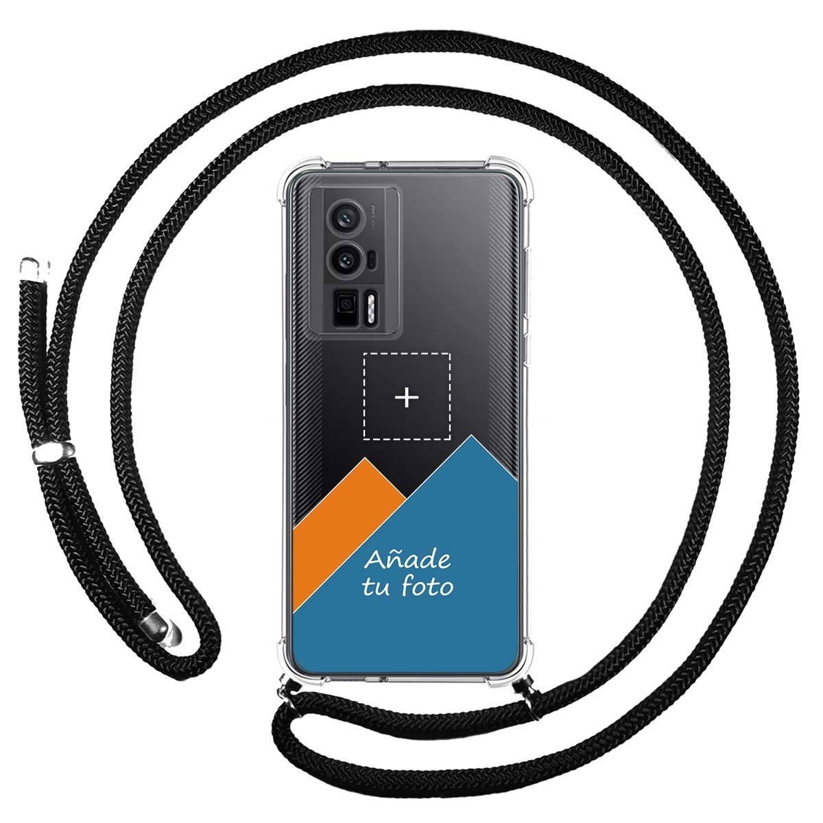 Personaliza tu Funda Colgante Transparente para Xiaomi Poco F5 Pro 5G con Cordon Negro Dibujo Personalizada