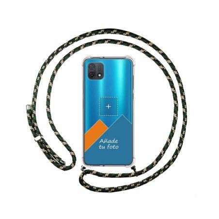 Personaliza tu Funda Colgante Transparente para Oppo A16K con Cordon Verde / Dorado Dibujo Personalizada