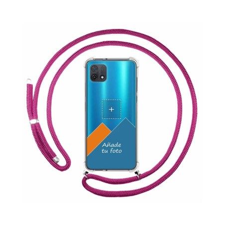 Personaliza tu Funda Colgante Transparente para Oppo A16K con Cordon Rosa Fucsia Dibujo Personalizada