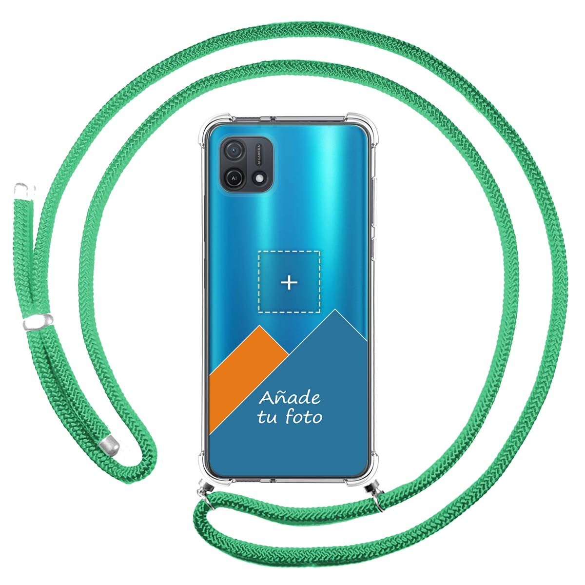 Personaliza tu Funda Colgante Transparente para Oppo A16K con Cordon Verde Agua Dibujo Personalizada