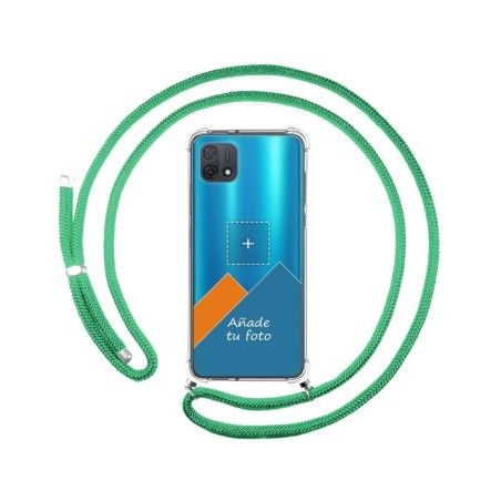Personaliza tu Funda Colgante Transparente para Oppo A16K con Cordon Verde Agua Dibujo Personalizada