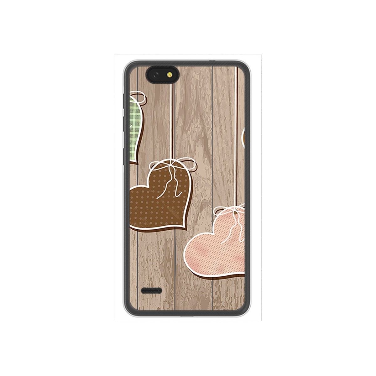 Funda Gel Tpu para Zte Blade A330 Diseño Corazones Madera Dibujos