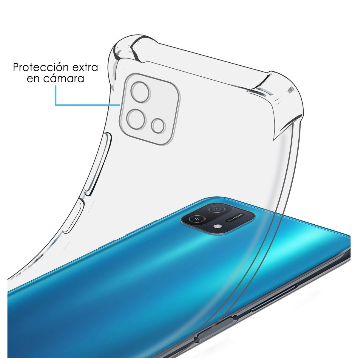 Funda Silicona Antigolpes Transparente para Oppo A16K