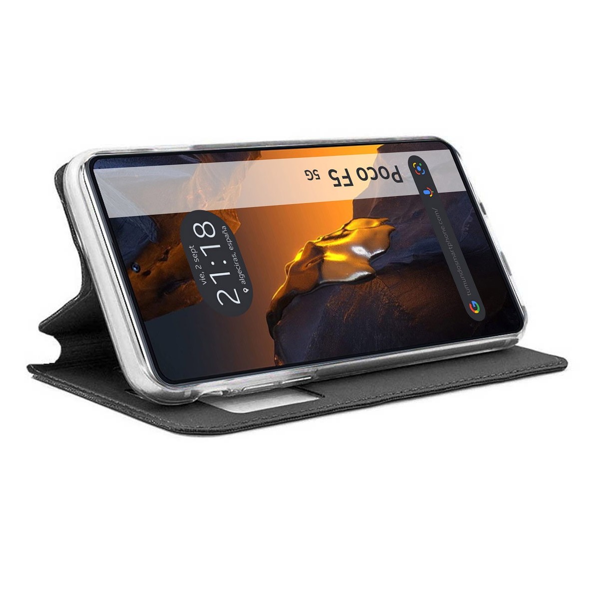 Funda Libro Soporte con Ventana para Xiaomi Poco F5 5G color Negra