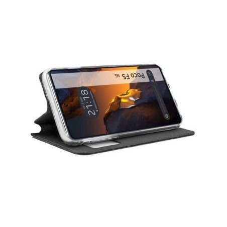 Funda Libro Soporte con Ventana para Xiaomi Poco F5 5G color Negra