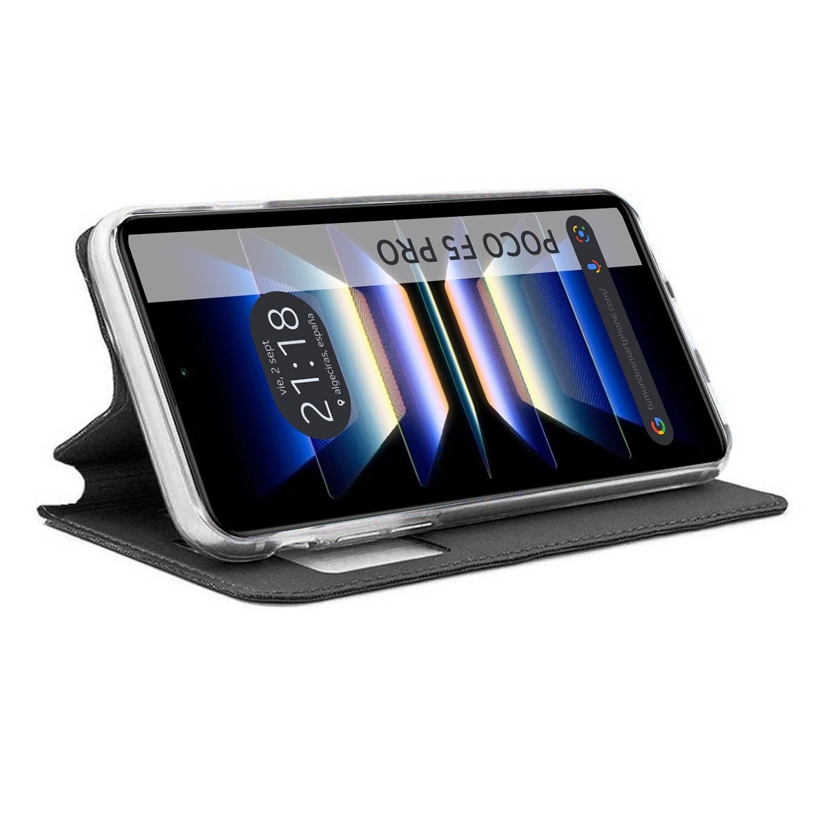 Funda Libro Soporte con Ventana para Xiaomi Poco F5 Pro 5G color Negra