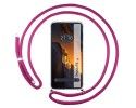 Funda Colgante Transparente para Xiaomi Poco F5 5G con Cordon Rosa Fucsia
