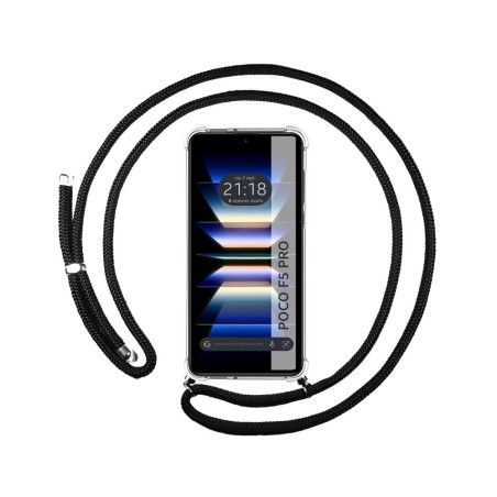 Funda Colgante Transparente para Xiaomi Poco F5 Pro 5G con Cordon Negro