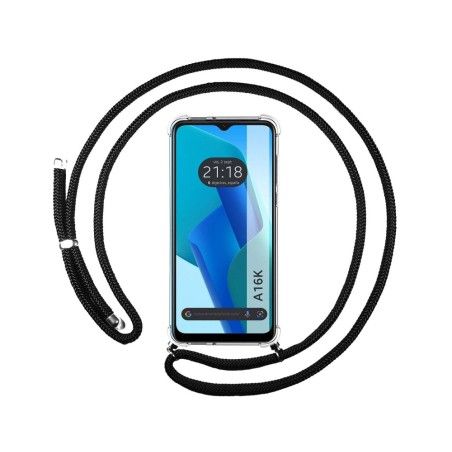 Funda Colgante Transparente para Oppo A16K con Cordon Negro