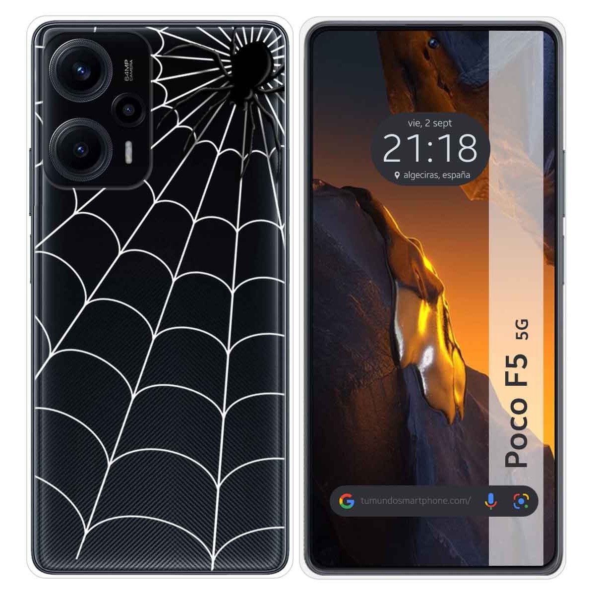 Funda Silicona Transparente para Xiaomi Poco F5 5G diseño Araña Dibujos