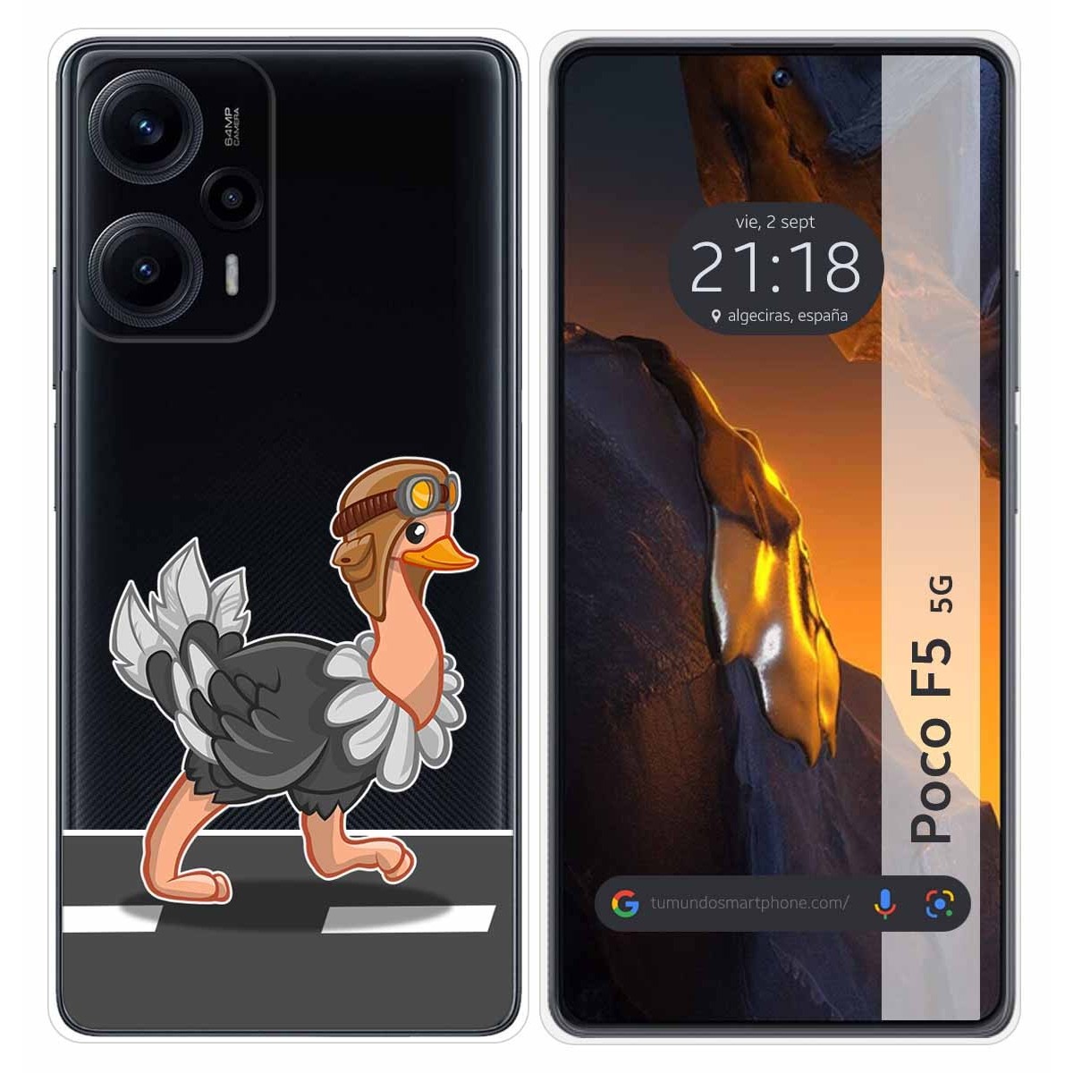 Funda Silicona Transparente para Xiaomi Poco F5 5G diseño Avestruz Dibujos