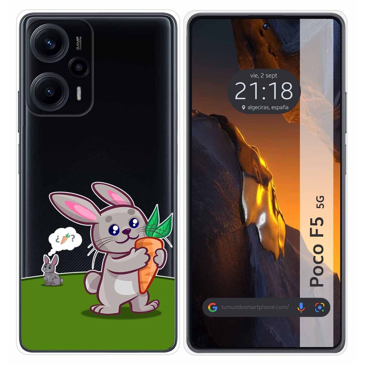 Funda Silicona Transparente para Xiaomi Poco F5 5G diseño Conejo Dibujos