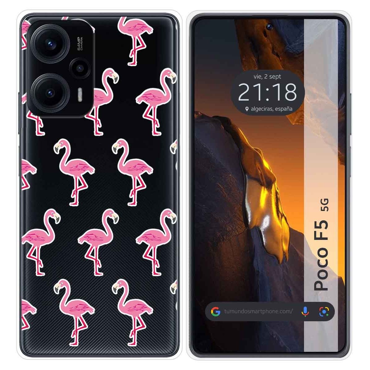 Funda Silicona Transparente para Xiaomi Poco F5 5G diseño Flamenco Dibujos