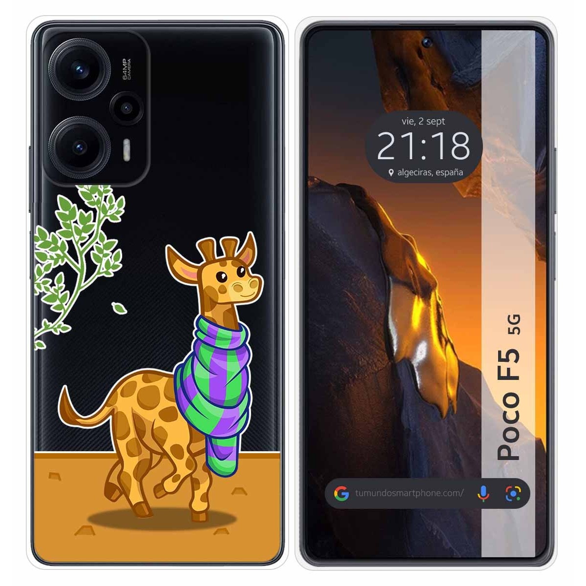Funda Silicona Transparente para Xiaomi Poco F5 5G diseño Jirafa Dibujos