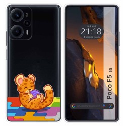 Funda Silicona Transparente para Xiaomi Poco F5 5G diseño Leopardo Dibujos