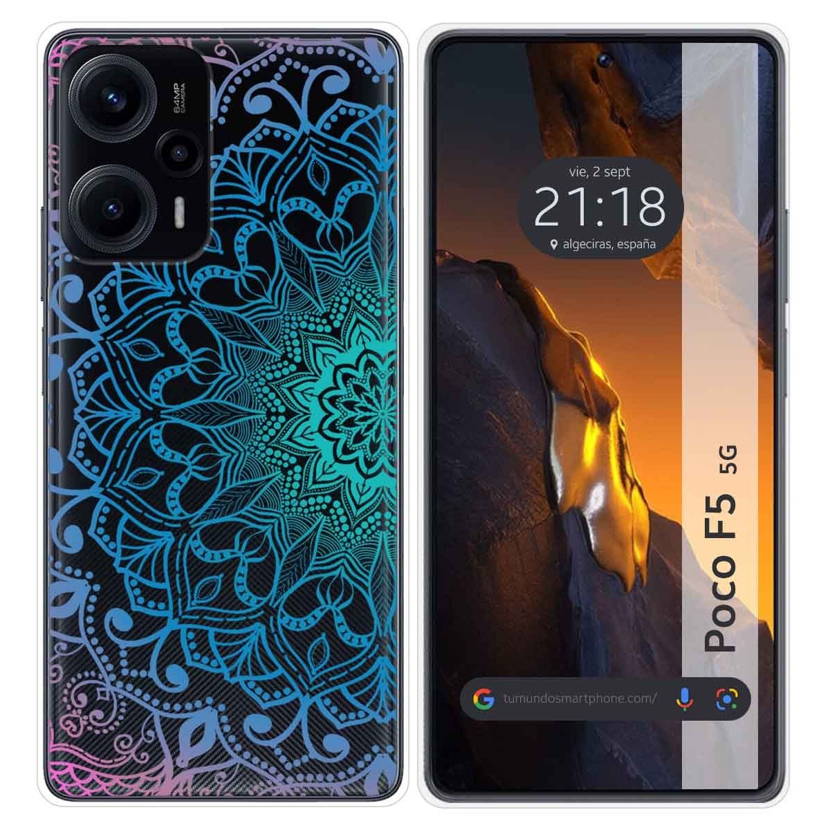 Funda Silicona Transparente para Xiaomi Poco F5 5G diseño Mandala Dibujos