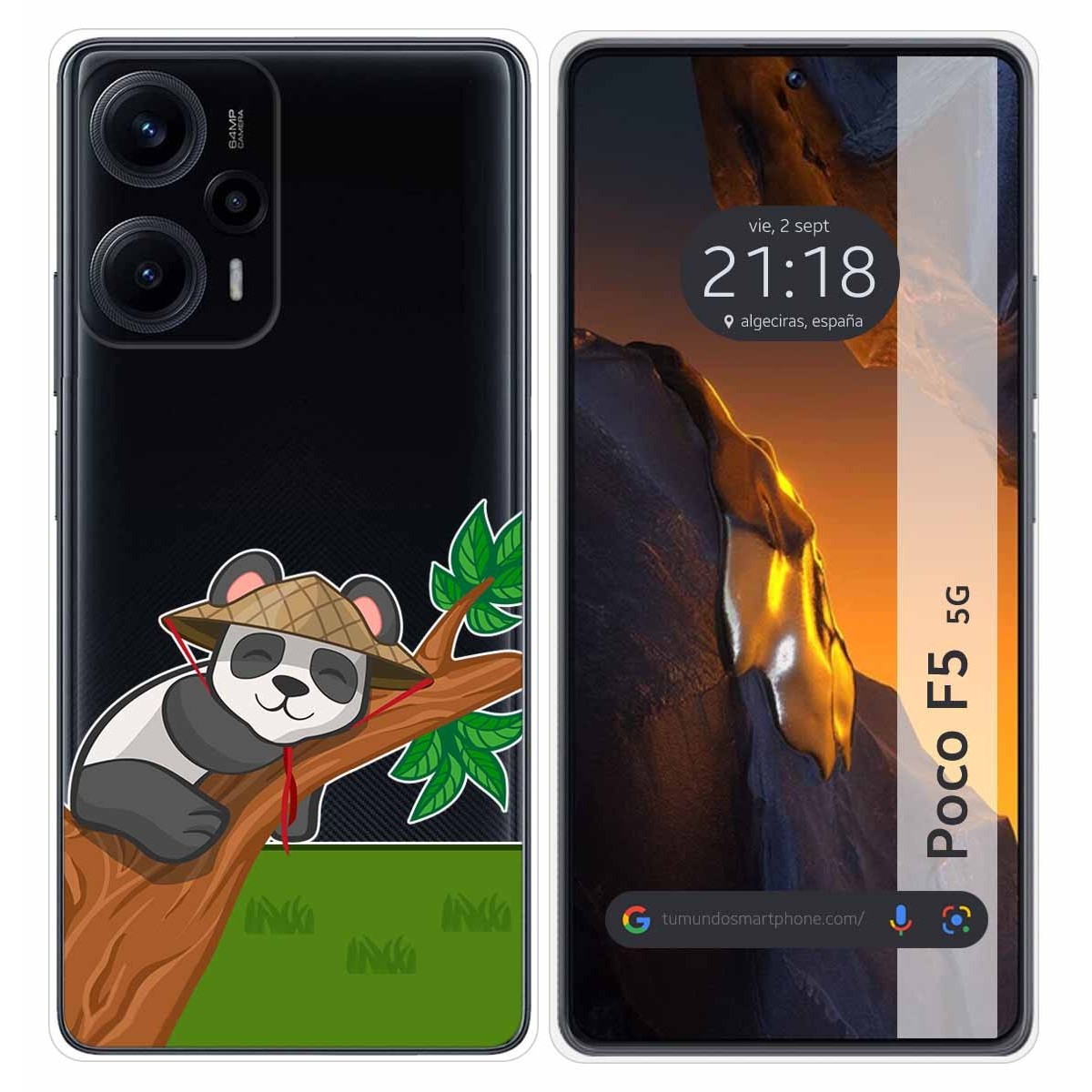 Funda Silicona Transparente para Xiaomi Poco F5 5G diseño Panda Dibujos