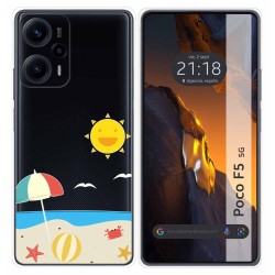 Funda Silicona Transparente para Xiaomi Poco F5 5G diseño Playa Dibujos
