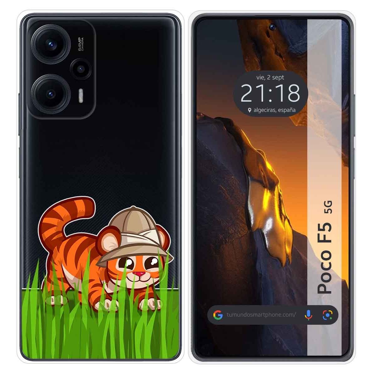 Funda Silicona Transparente para Xiaomi Poco F5 5G diseño Tigre Dibujos