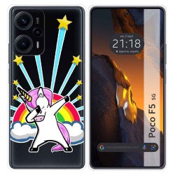 Funda Silicona Transparente para Xiaomi Poco F5 5G diseño Unicornio Dibujos