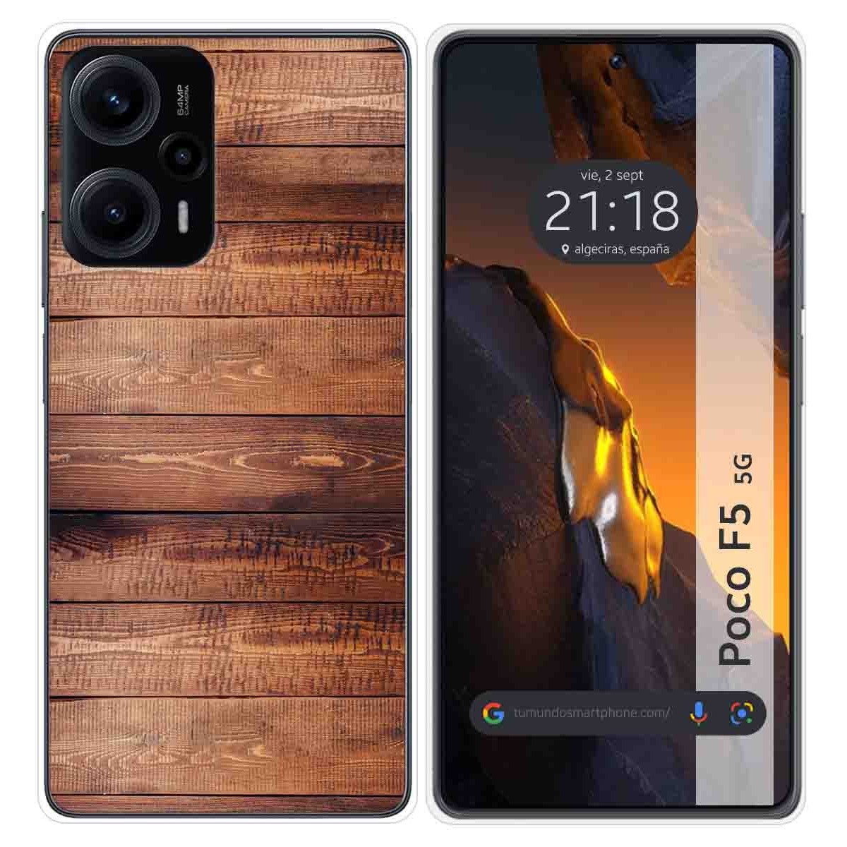 Funda Silicona para Xiaomi Poco F5 5G diseño Madera 02 Dibujos