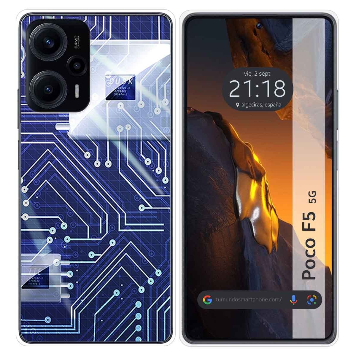 Funda Silicona para Xiaomi Poco F5 5G diseño Circuito Dibujos