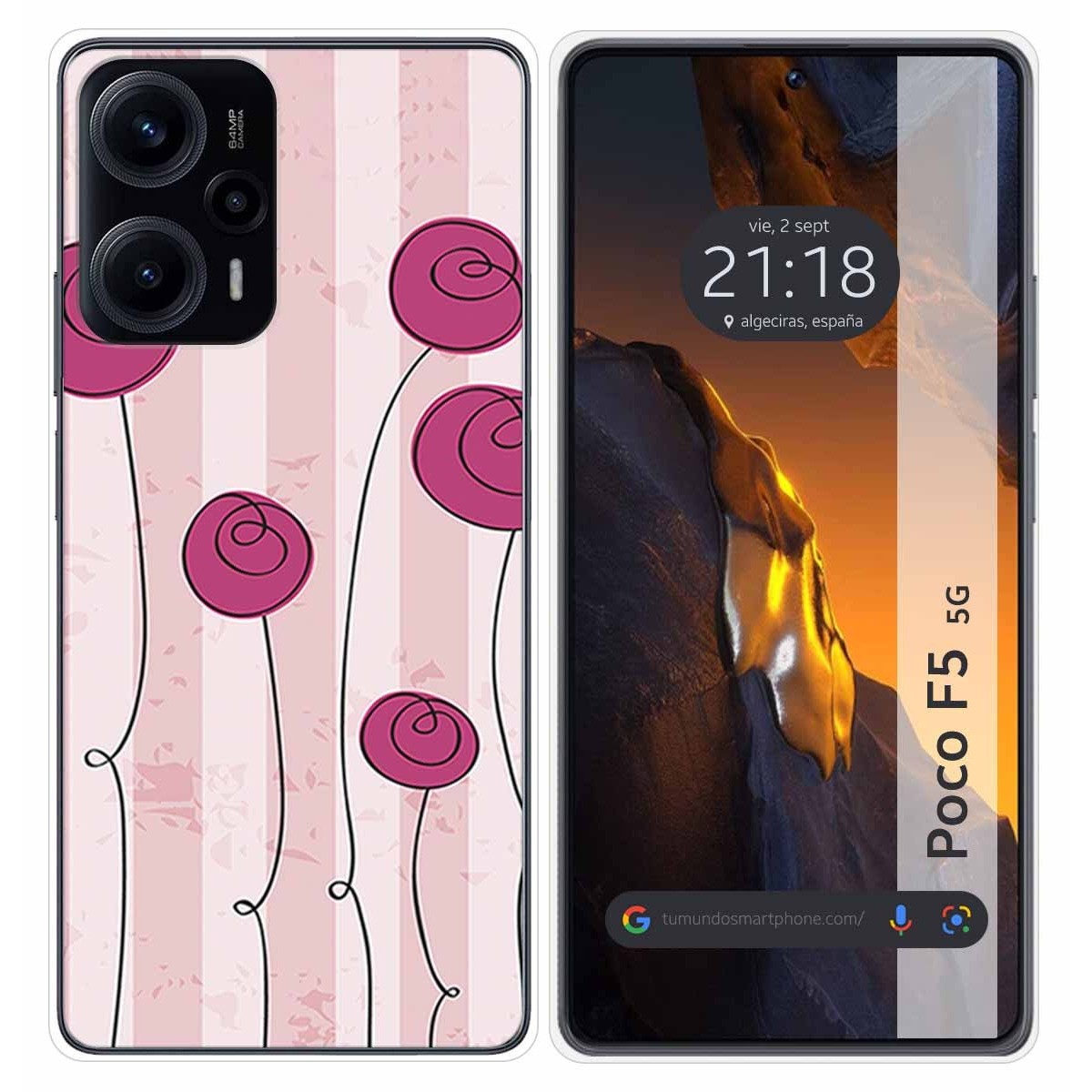 Funda Silicona para Xiaomi Poco F5 5G diseño Flores Vintage Dibujos