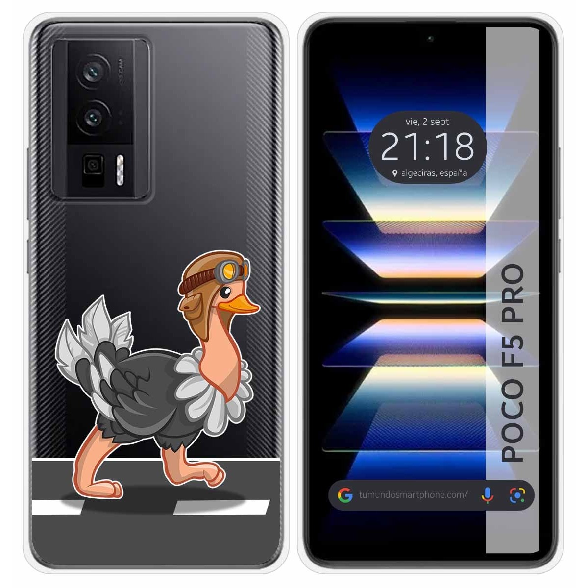 Funda Silicona Transparente para Xiaomi POCO F5 Pro 5G diseño Avestruz Dibujos