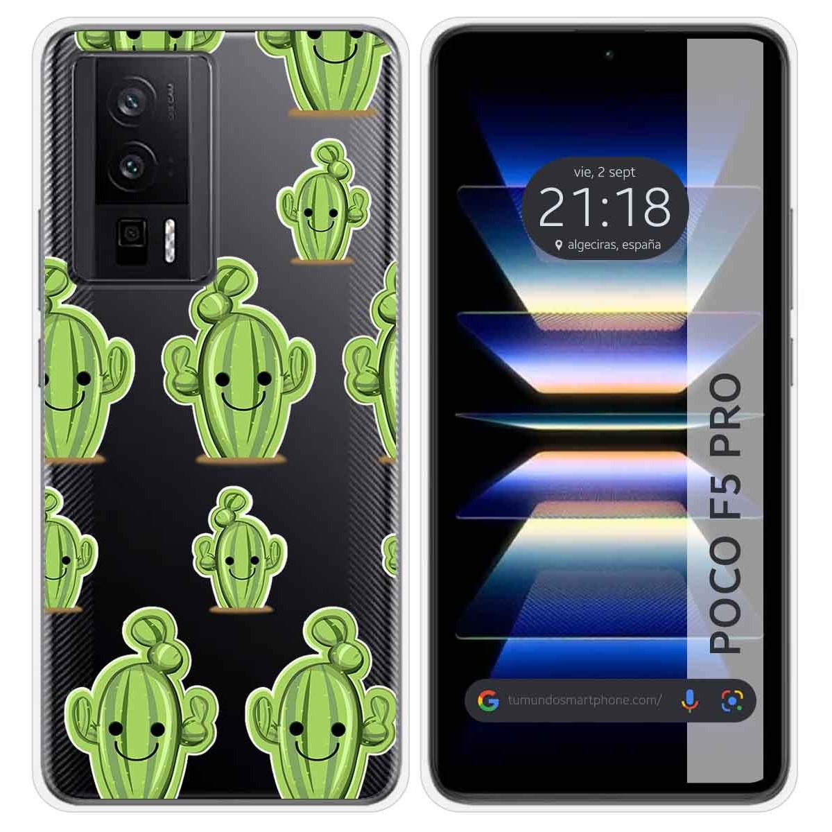 Funda Silicona Transparente para Xiaomi POCO F5 Pro 5G diseño Cactus Dibujos