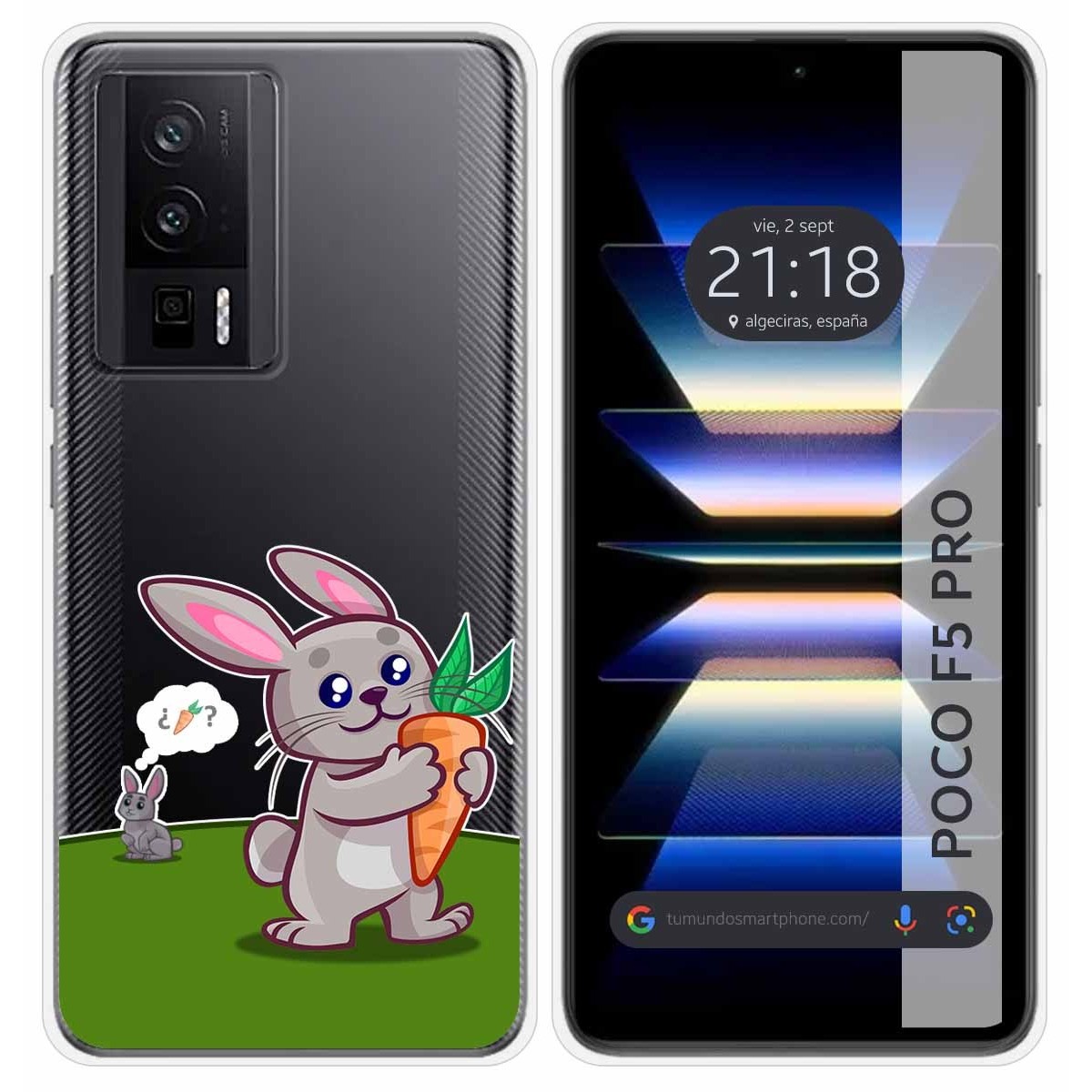 Funda Silicona Transparente para Xiaomi POCO F5 Pro 5G diseño Conejo Dibujos