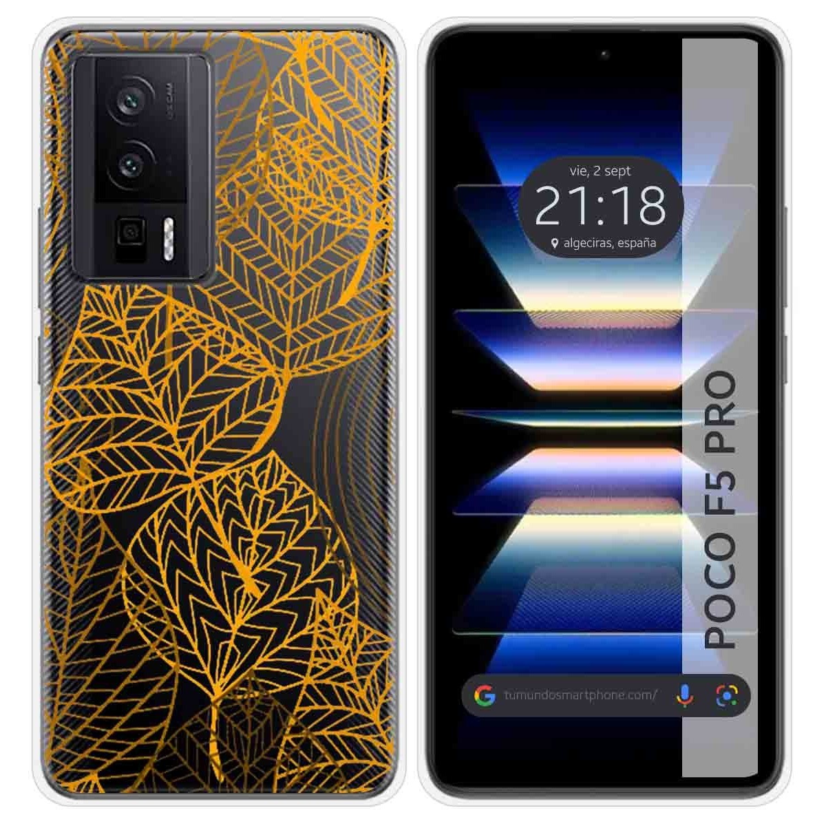 Funda Silicona Transparente para Xiaomi POCO F5 Pro 5G diseño Hojas Dibujos