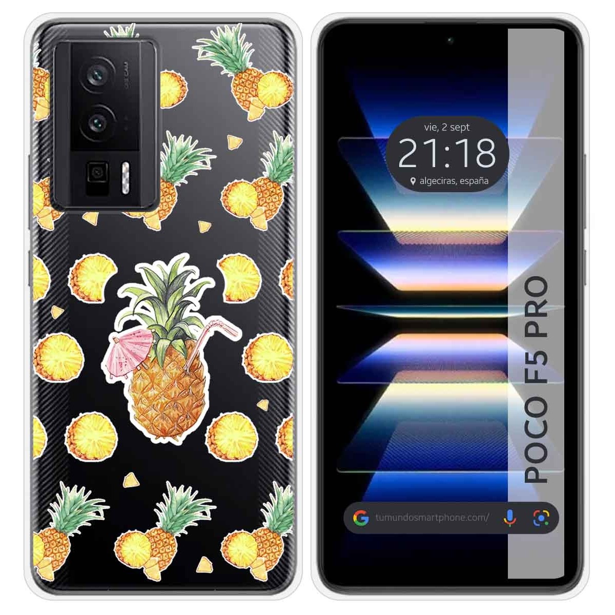 Funda Silicona Transparente para Xiaomi POCO F5 Pro 5G diseño Piña Dibujos