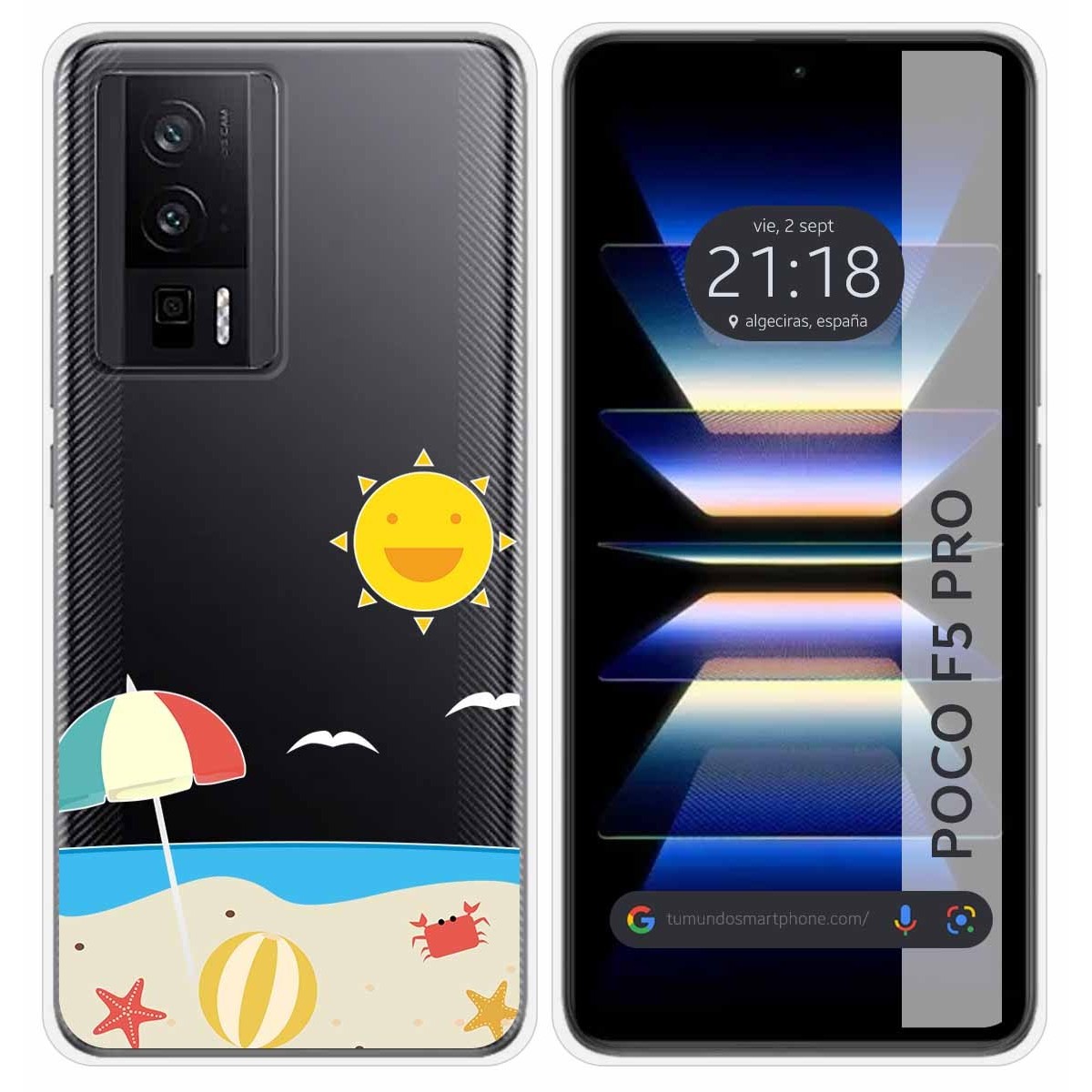 Funda Silicona Transparente para Xiaomi POCO F5 Pro 5G diseño Playa Dibujos