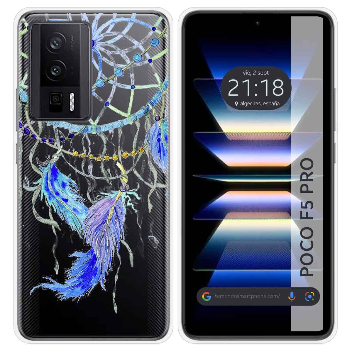Funda Silicona Transparente para Xiaomi POCO F5 Pro 5G diseño Plumas Dibujos
