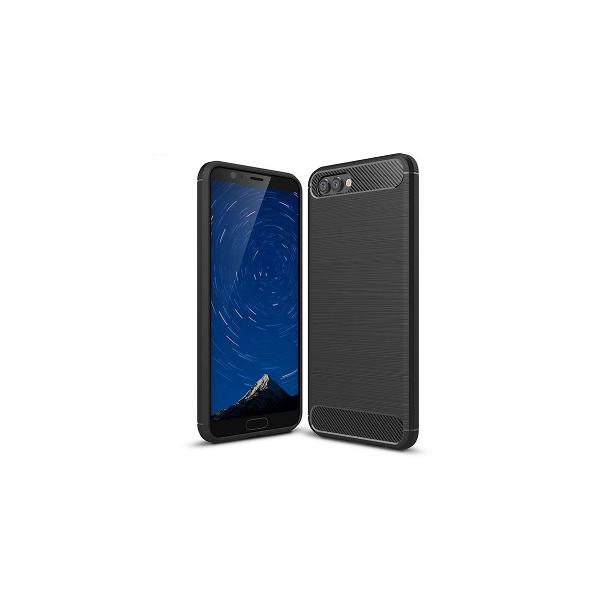 Funda Gel Tpu Tipo Carbon Negra para Huawei Honor View 10