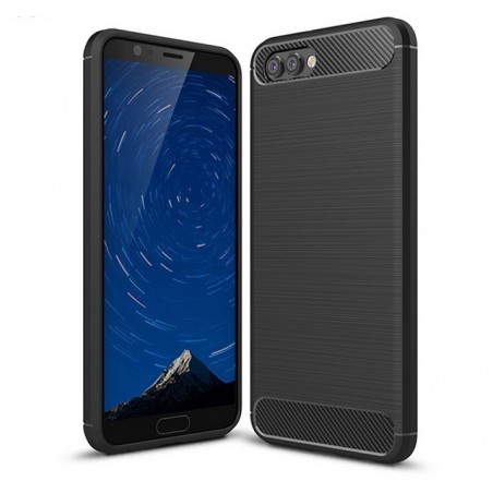 Funda Gel Tpu Tipo Carbon Negra para Huawei Honor View 10
