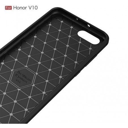 Funda Gel Tpu Tipo Carbon Negra para Huawei Honor View 10