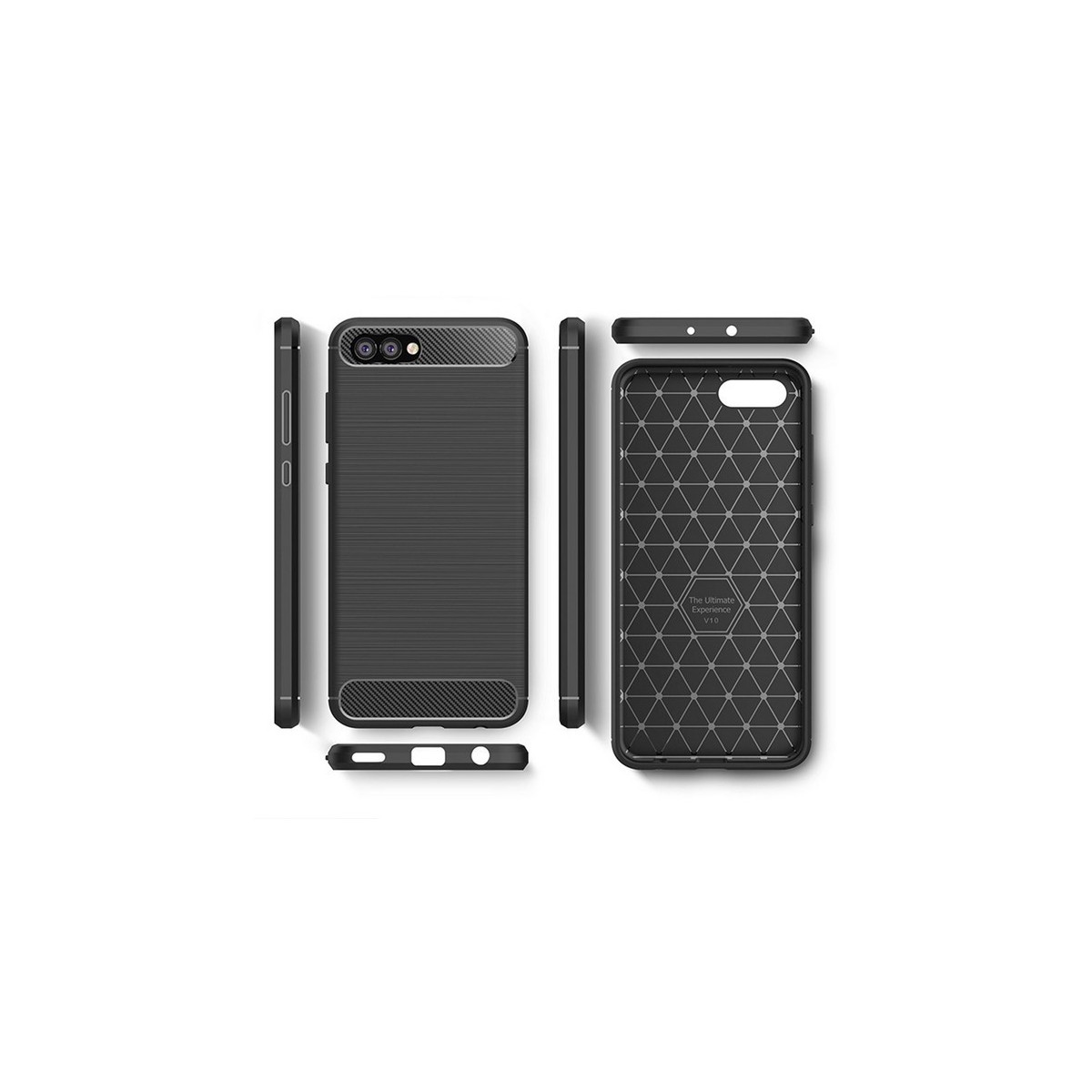 Funda Gel Tpu Tipo Carbon Negra para Huawei Honor View 10