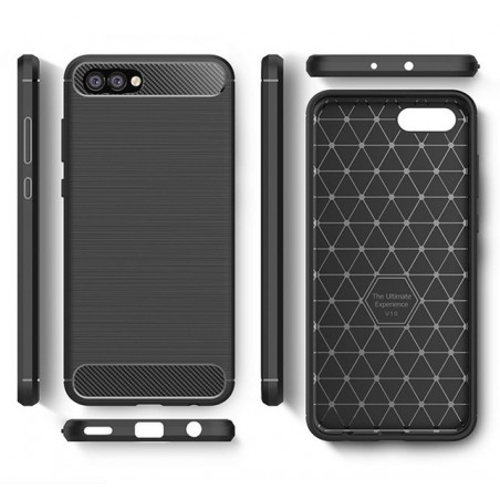 Funda Gel Tpu Tipo Carbon Negra para Huawei Honor View 10
