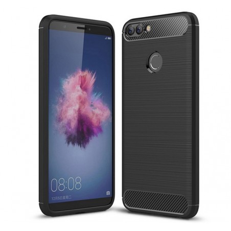 Funda Gel Tpu Tipo Carbon Negra para Huawei P Smart