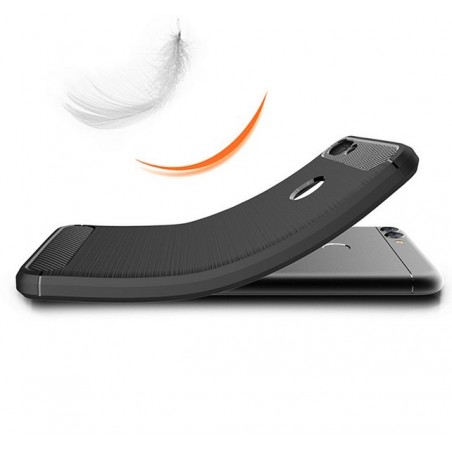 Funda Gel Tpu Tipo Carbon Negra para Huawei P Smart